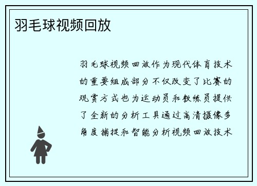 羽毛球视频回放